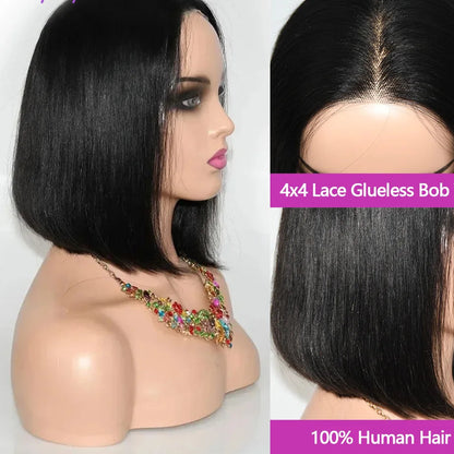 "Chrissy" Glueless Bob Transprent 4x4 Lace Closure Human Hair Wig