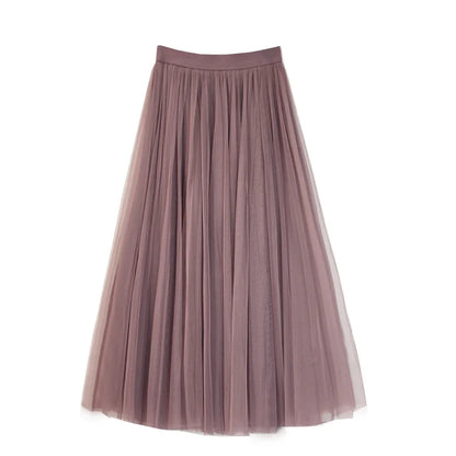 "Vintage Lady" Tulle Skirt Women Elastic High Waist  A-line Tutu Skirt