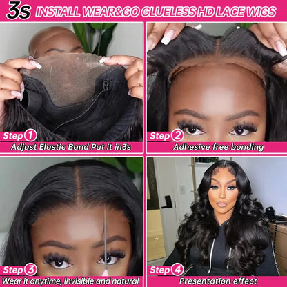 "Teresa Love" Wear And Go Glueless Preplucked Brazilian Body Wave 13x6 HD Lace Frontal Human Hair Wig