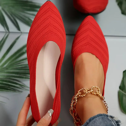 "Neicyy Flats" Solid Color Knitted Slip on Casual Ballet Flats