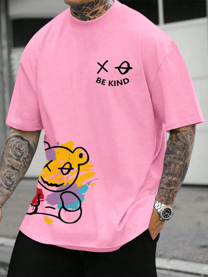 "Kindness" Comfortable Round Neck Short Sleeved Color Print T-shirt
