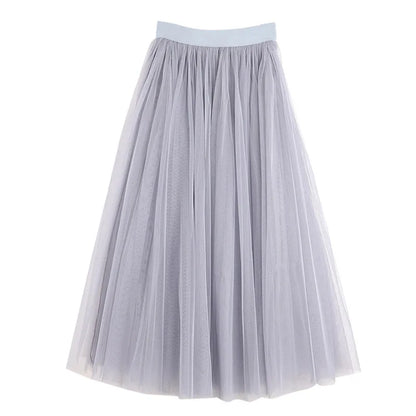 "Vintage Lady" Tulle Skirt Women Elastic High Waist  A-line Tutu Skirt