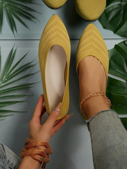 "Neicyy Flats" Solid Color Knitted Slip on Casual Ballet Flats