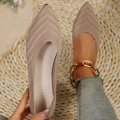 "Neicyy Flats" Solid Color Knitted Slip on Casual Ballet Flats