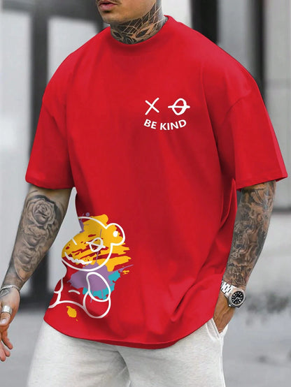 "Kindness" Comfortable Round Neck Short Sleeved Color Print T-shirt