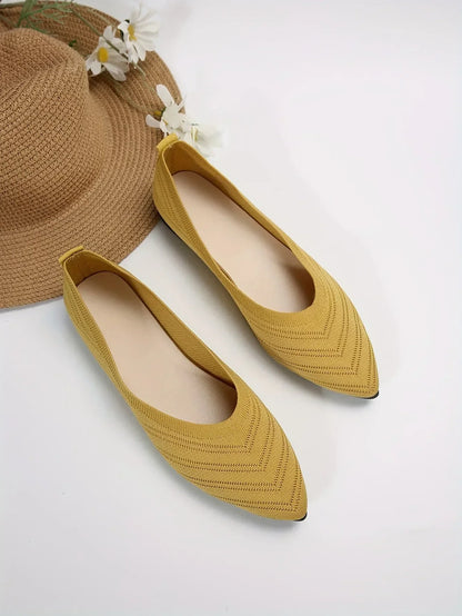 "Neicyy Flats" Solid Color Knitted Slip on Casual Ballet Flats