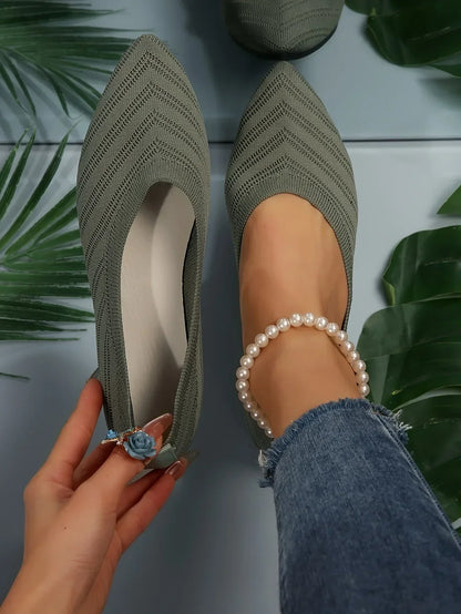 "Neicyy Flats" Solid Color Knitted Slip on Casual Ballet Flats