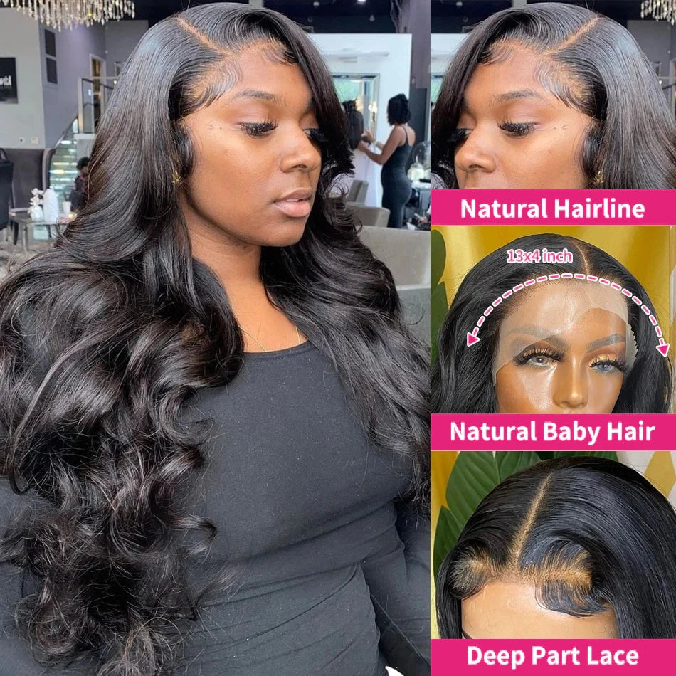 "Teresa Love" Wear And Go Glueless Preplucked Brazilian Body Wave 13x6 HD Lace Frontal Human Hair Wig