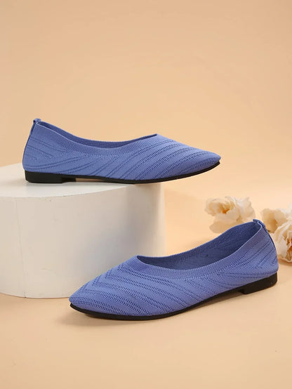 "Neicyy Flats" Solid Color Knitted Slip on Casual Ballet Flats